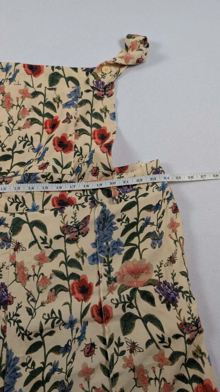 Vintage Floral Print Corduroy Overalls Jumpsuit - Picture 4 of 7